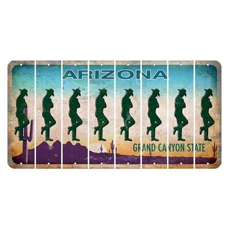 Arizona Desert Scene Cut License Plate Strips (Set of 8) Cowboy - Leaning