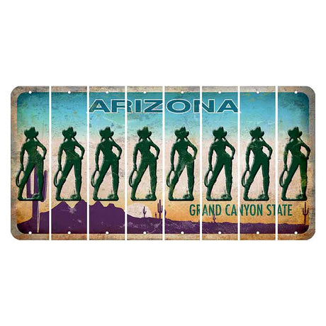 Arizona Desert Scene Cut License Plate Strips (Set of 8) Cowgirl