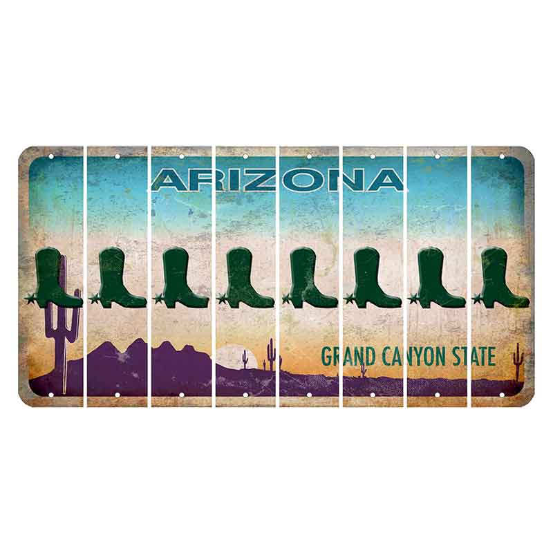 Arizona Desert Scene Cut License Plate Strips (Set of 8) Cowboy Boot