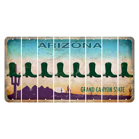Arizona Desert Scene Cut License Plate Strips (Set of 8) Cowboy Boot