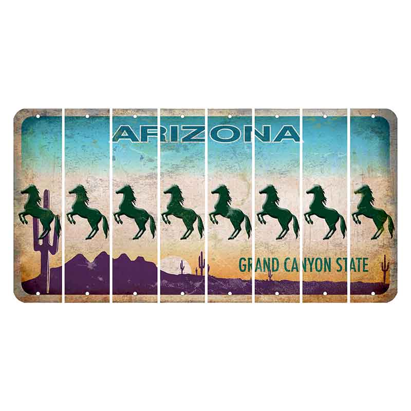 Arizona Desert Scene Cut License Plate Strips (Set of 8) Horse