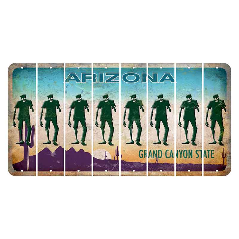 Arizona Desert Scene Cut License Plate Strips (Set of 8) Zombie