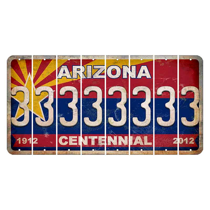 Arizona Centennial Cut License Plate Strips (Set of 8) 3