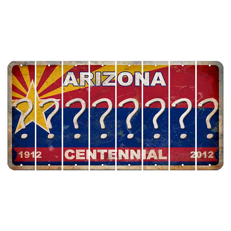 Arizona Centennial Cut License Plate Strips (Set of 8) Question Mark