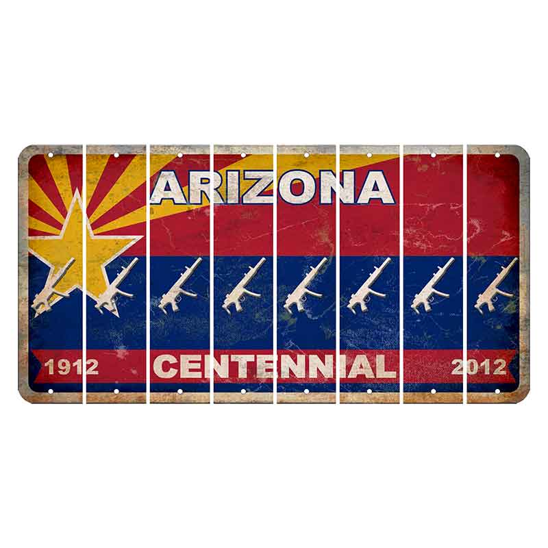 Arizona Centennial Cut License Plate Strips (Set of 8) Submachine Gun