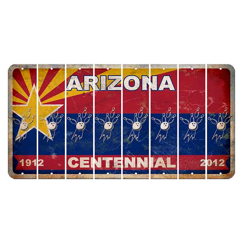 Arizona Centennial Cut License Plate Strips (Set of 8) Bowling