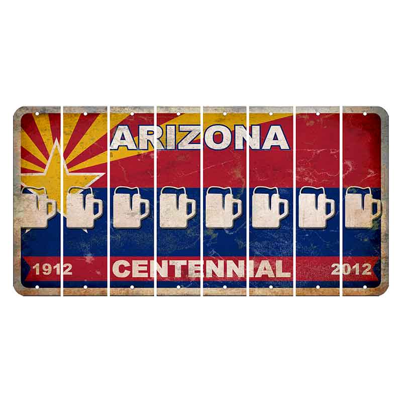 Arizona Centennial Cut License Plate Strips (Set of 8) Beer Mug