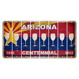 Arizona Centennial Cut License Plate Strips (Set of 8) Wine Glass