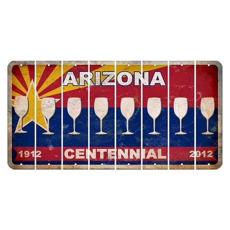 Arizona Centennial Cut License Plate Strips (Set of 8) Wine Glass