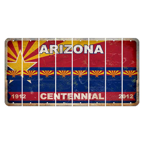 Arizona Centennial Cut License Plate Strips (Set of 8) State Flag