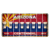 Arizona Centennial Cut License Plate Strips (Set of 8) Latte