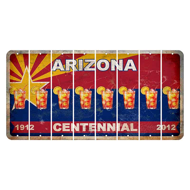 Arizona Centennial Cut License Plate Strips (Set of 8) Cocktail
