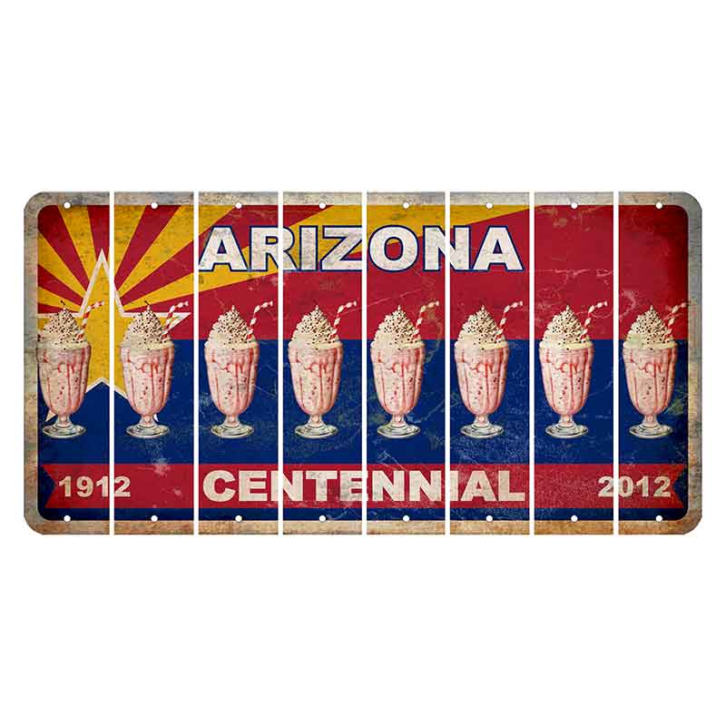 Arizona Centennial Cut License Plate Strips (Set of 8) Milkshake