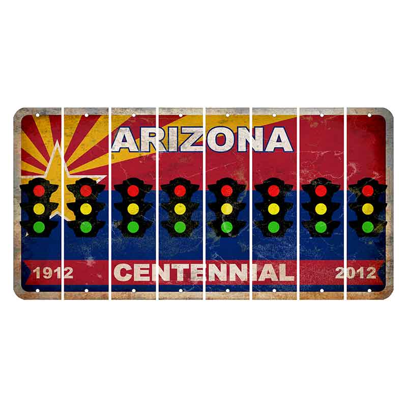Arizona Centennial Cut License Plate Strips (Set of 8) Traffic Light