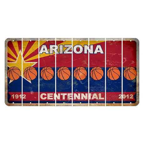 Arizona Centennial Cut License Plate Strips (Set of 8) Basketball