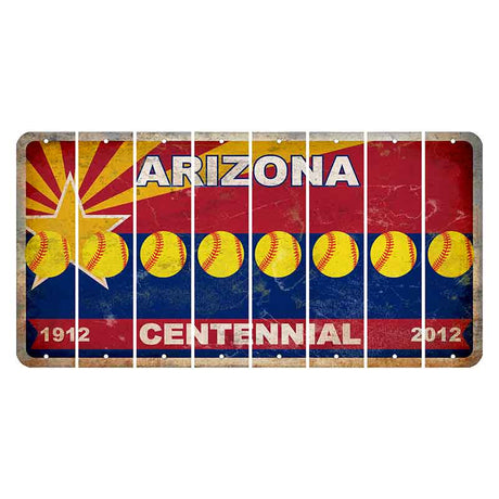 Arizona Centennial Cut License Plate Strips (Set of 8) Softball