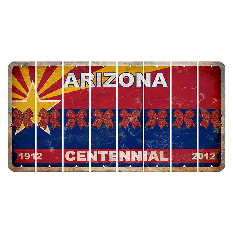 Arizona Centennial Cut License Plate Strips (Set of 8) Cheer Bow