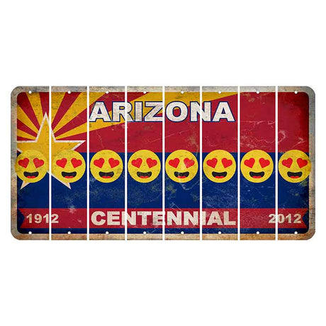 Arizona Centennial Cut License Plate Strips (Set of 8) Emoji - Heart Eyes