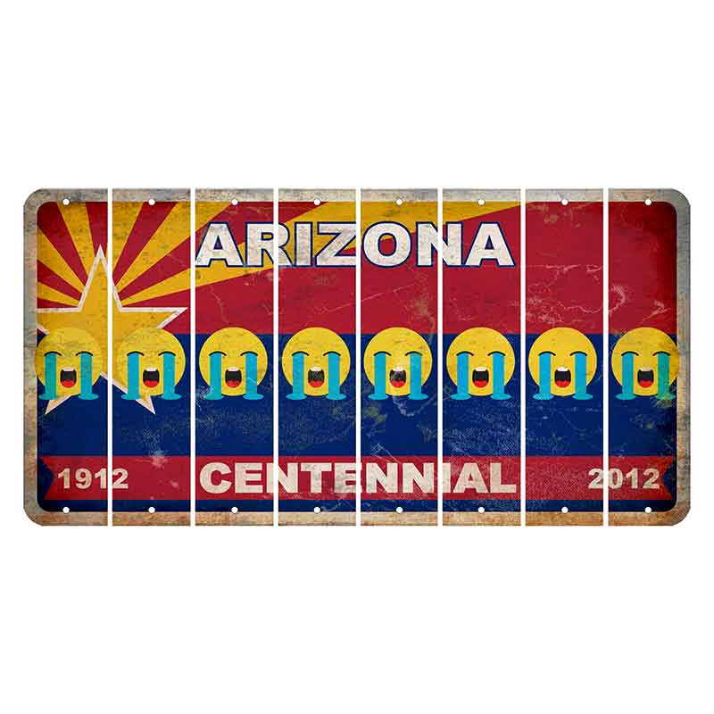 Arizona Centennial Cut License Plate Strips (Set of 8) Emoji - Crying