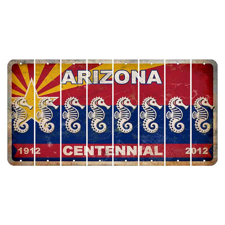 Arizona Centennial Cut License Plate Strips (Set of 8) Seahorse