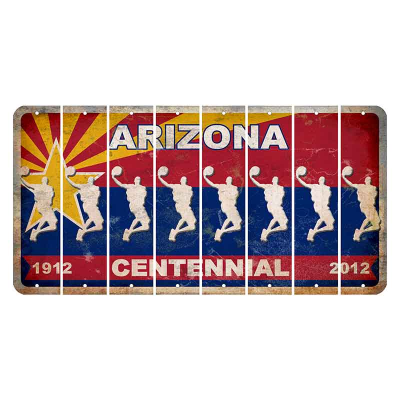 Arizona Centennial Cut License Plate Strips (Set of 8) Basketball Player