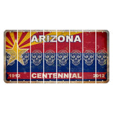 Arizona Centennial Cut License Plate Strips (Set of 8) Sugar Skull