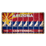 Arizona Centennial Cut License Plate Strips (Set of 8) Howling Wolf