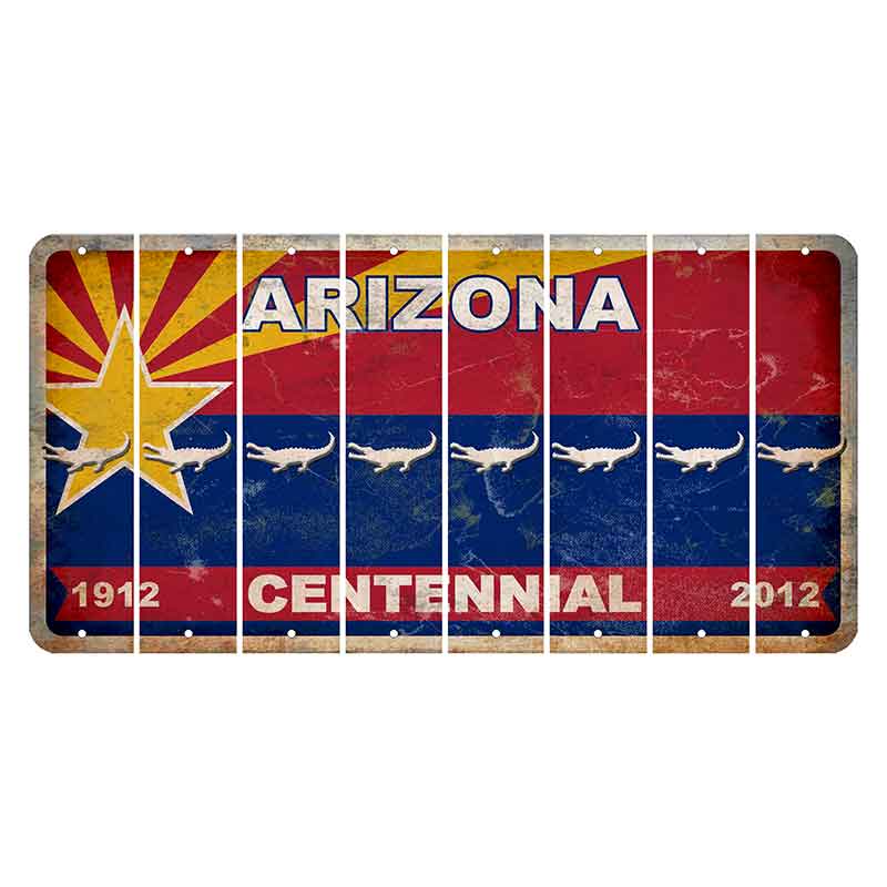 Arizona Centennial Cut License Plate Strips (Set of 8) Alligator
