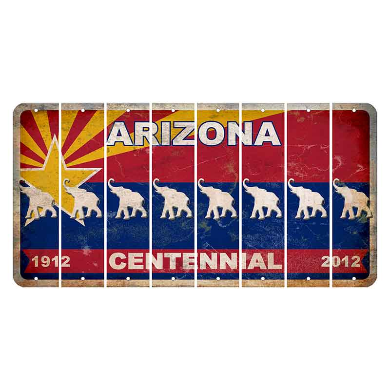 Arizona Centennial Cut License Plate Strips (Set of 8) Elephant