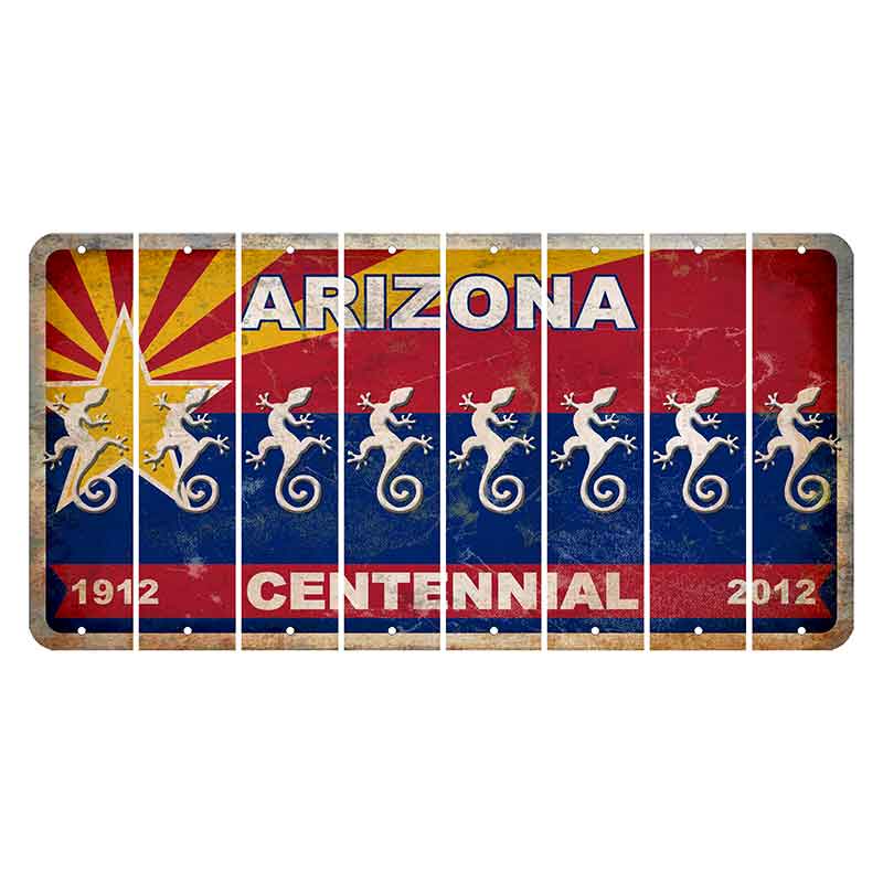 Arizona Centennial Cut License Plate Strips (Set of 8) Gecko