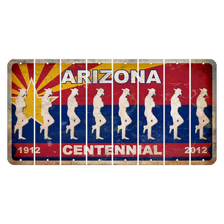 Arizona Centennial Cut License Plate Strips (Set of 8) Cowboy - Leaning