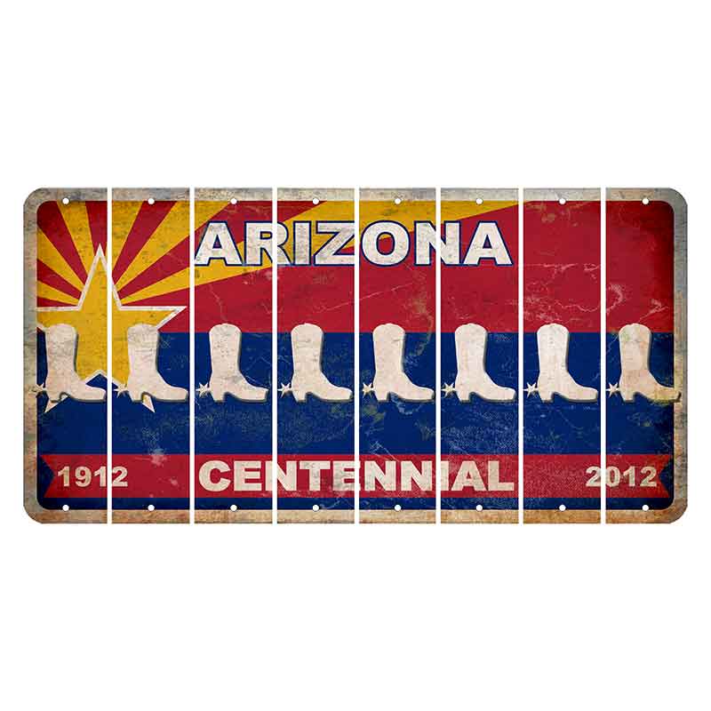 Arizona Centennial Cut License Plate Strips (Set of 8) Cowboy Boot