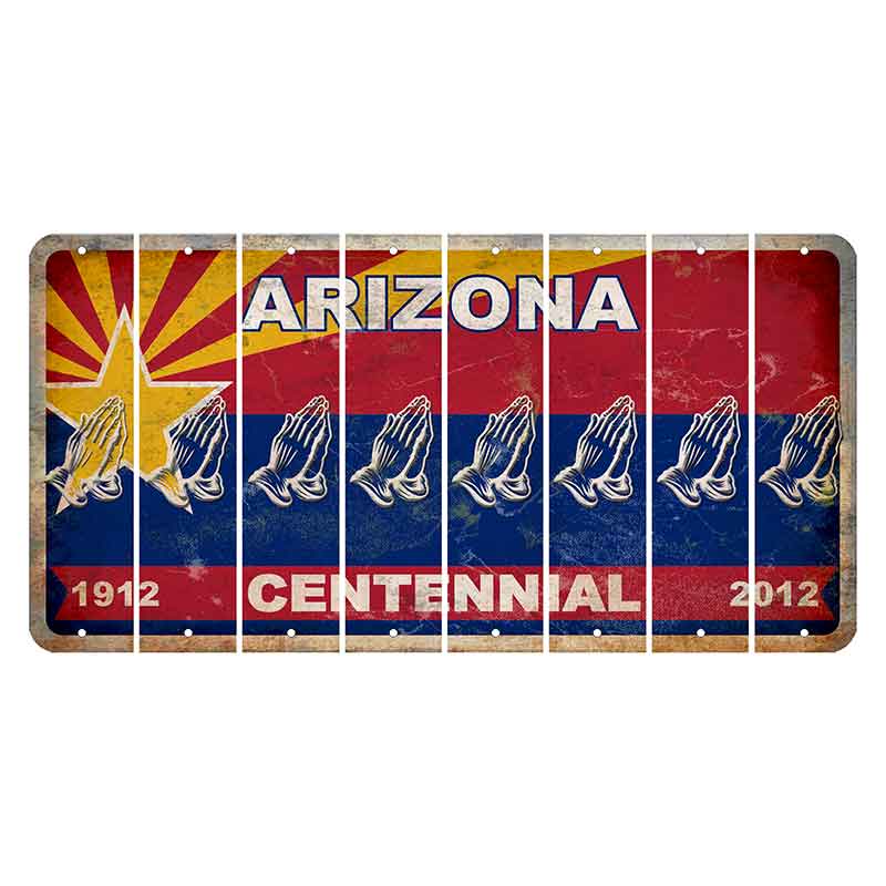 Arizona Centennial Cut License Plate Strips (Set of 8) Praying Hands