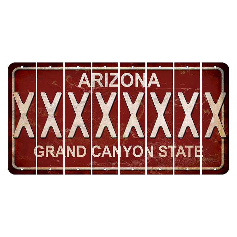 Arizona Maroon Cut License Plate Strips (Set of 8) X