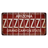 Arizona Maroon Cut License Plate Strips (Set of 8) Z