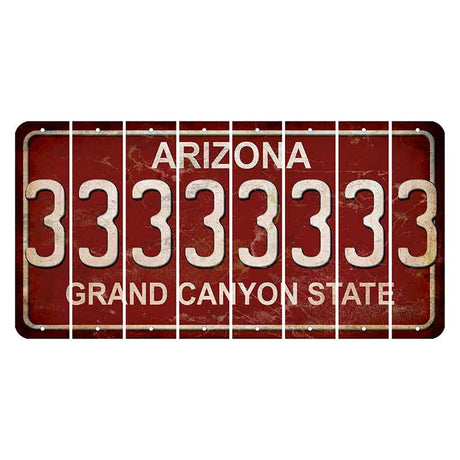 Arizona Maroon Cut License Plate Strips (Set of 8) 3