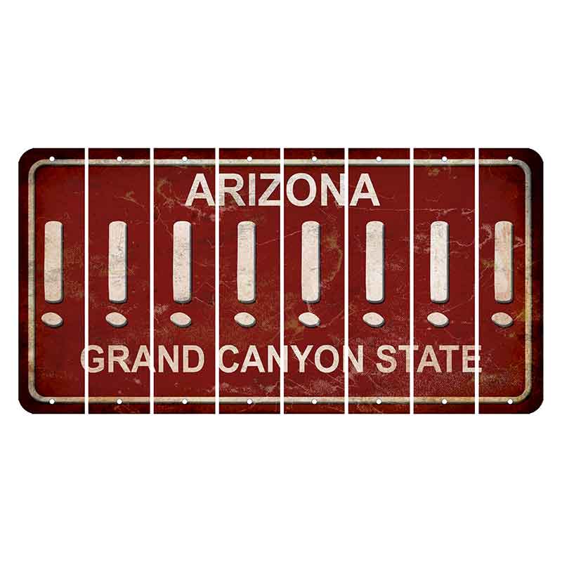 Arizona Maroon Cut License Plate Strips (Set of 8) Exclamation Point
