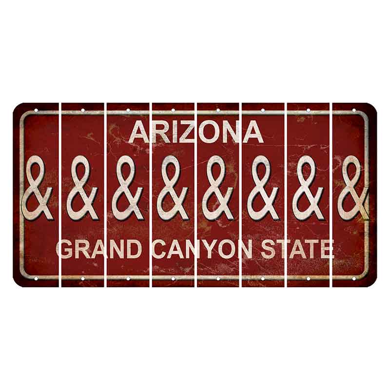 Arizona Maroon Cut License Plate Strips (Set of 8) And Sign
