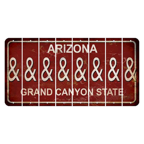 Arizona Maroon Cut License Plate Strips (Set of 8) And Sign