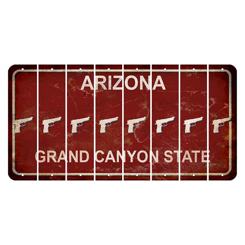 Arizona Maroon Cut License Plate Strips (Set of 8) Handgun