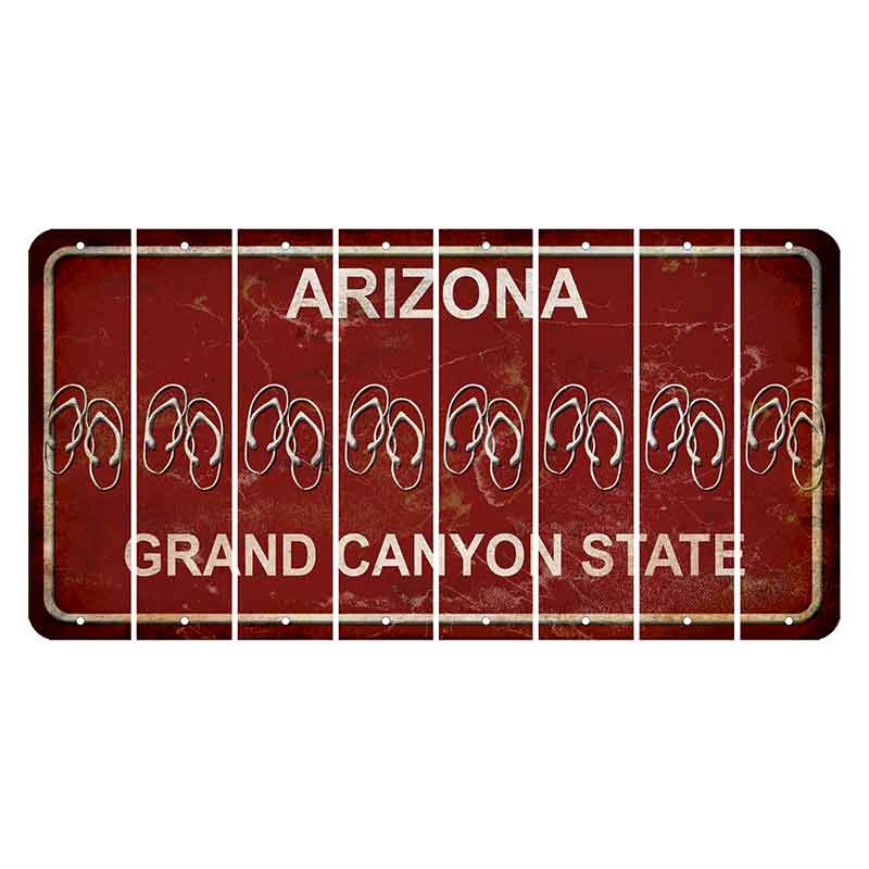 Arizona Maroon Cut License Plate Strips (Set of 8) Flip Flops