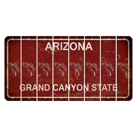 Arizona Maroon Cut License Plate Strips (Set of 8) Fish