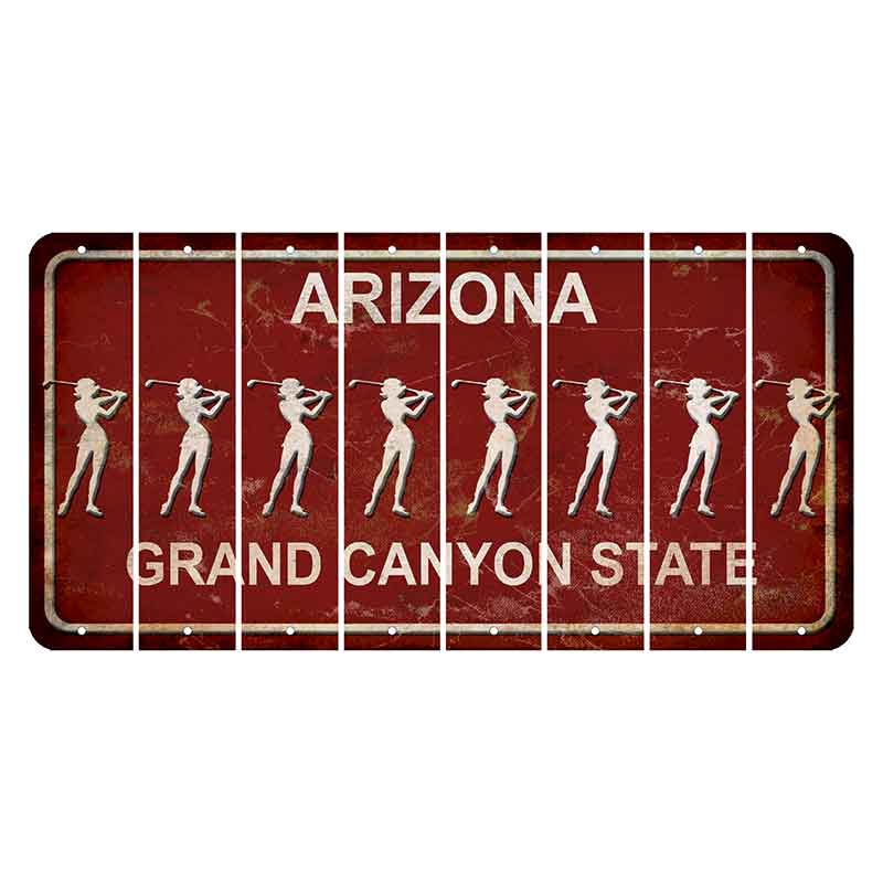 Arizona Maroon Cut License Plate Strips (Set of 8) Female Golfer
