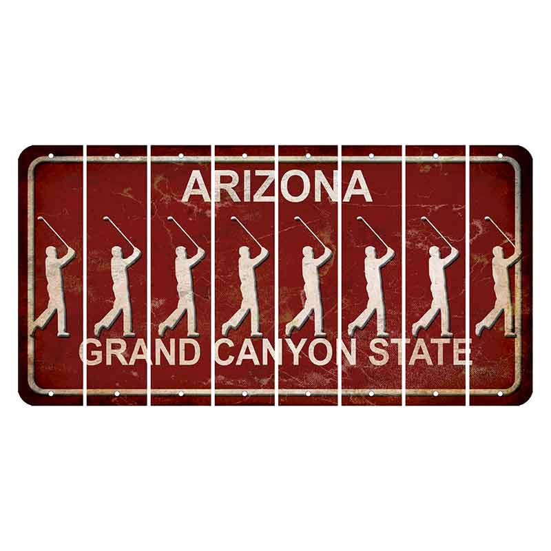 Arizona Maroon Cut License Plate Strips (Set of 8) Male Golfer