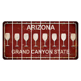 Arizona Maroon Cut License Plate Strips (Set of 8) Wine Glass