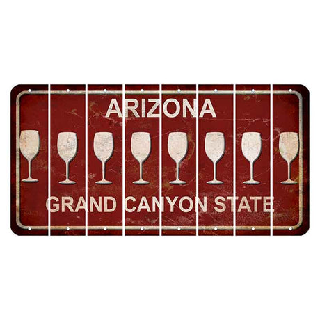 Arizona Maroon Cut License Plate Strips (Set of 8) Wine Glass