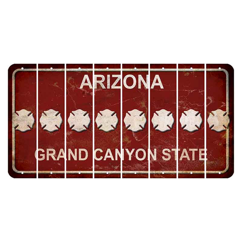 Arizona Maroon Cut License Plate Strips (Set of 8) Fire Badge