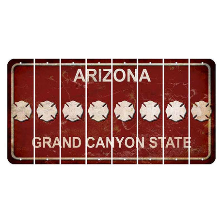 Arizona Maroon Cut License Plate Strips (Set of 8) Fire Badge