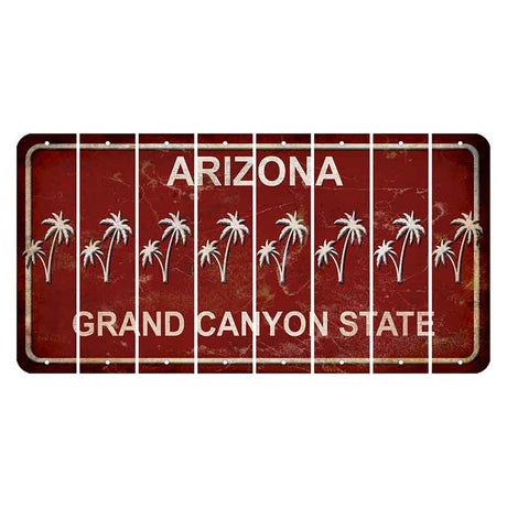 Arizona Maroon Cut License Plate Strips (Set of 8) Palm Trees