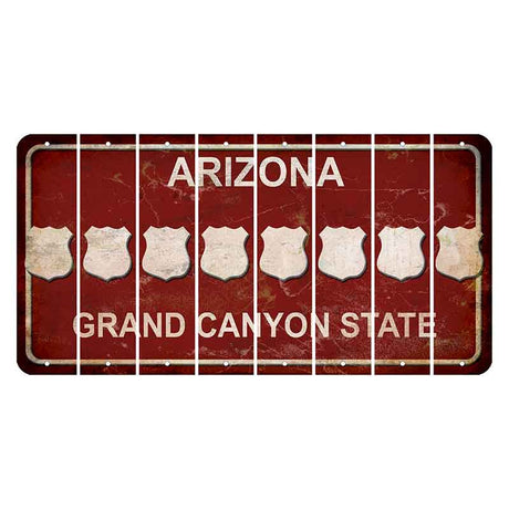 Arizona Maroon Cut License Plate Strips (Set of 8) Police Badge